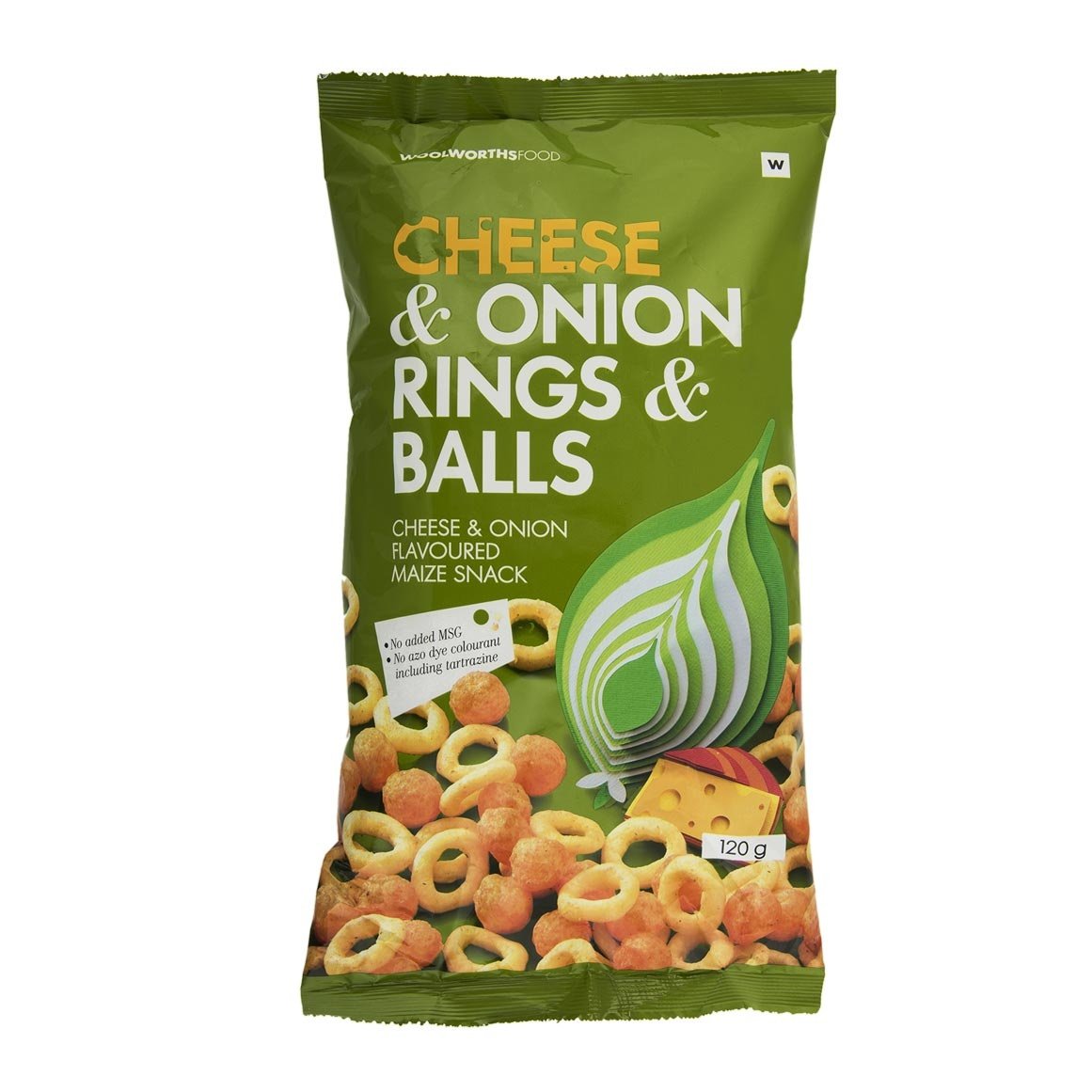 WOOLWORTHS CHEESE & ONION RING & BALLS 120G